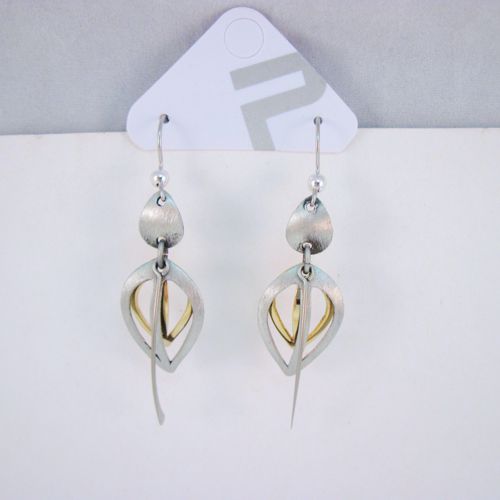 Two-tone Teardrop Dangle Earrings by Crono Design